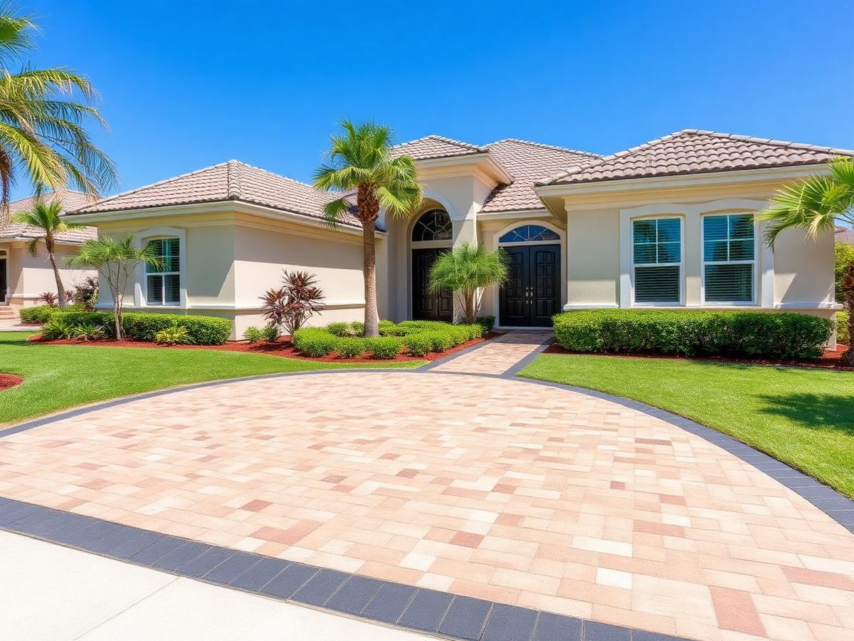 Finished paver driveway after replacement
