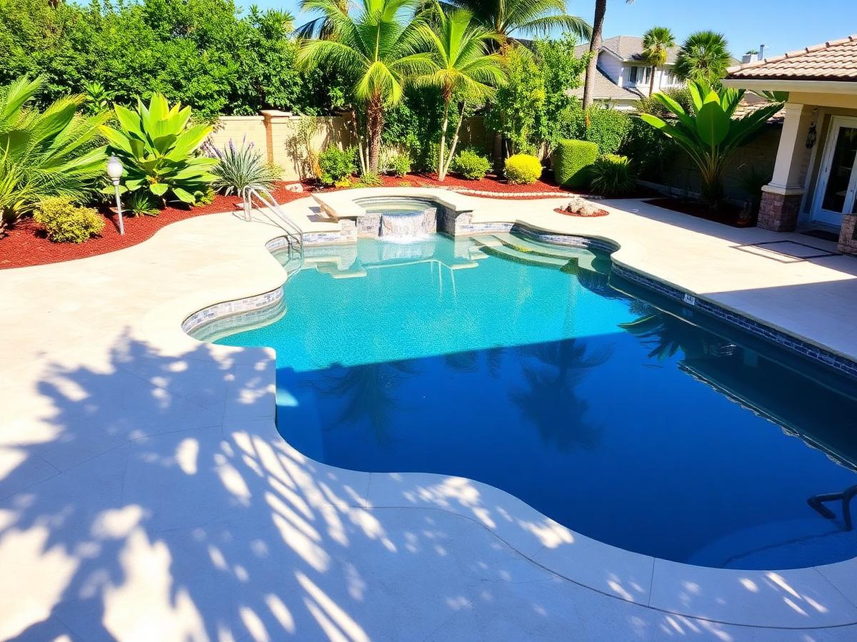 Rebuilt travertine pool deck