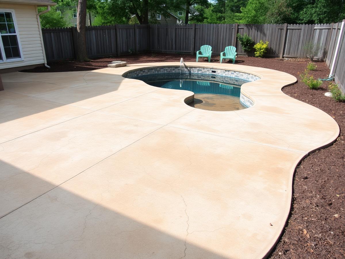 Cracked pool deck before rebuild